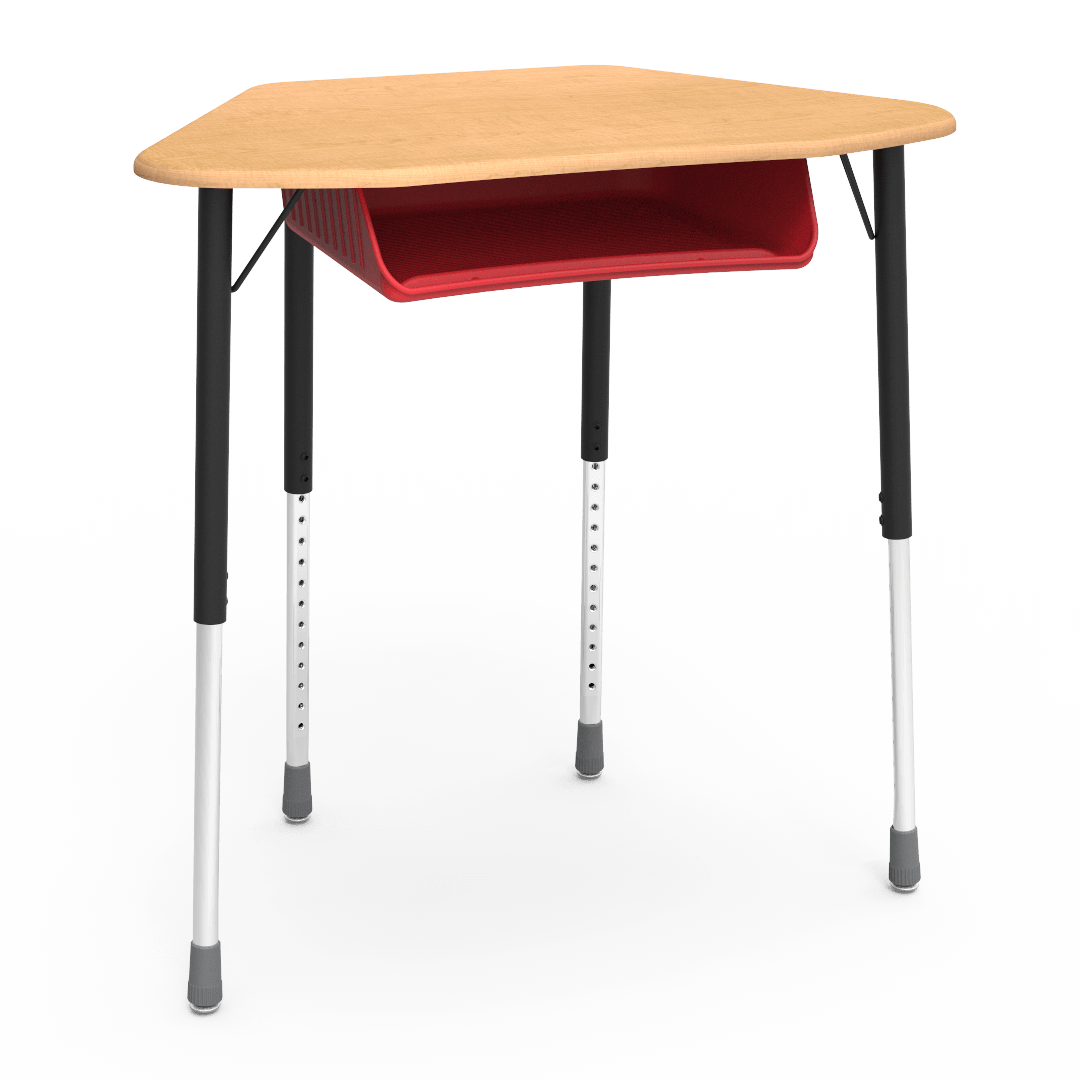 Virco ZUMA Series Hexagon Desk with Book Box 33"W x 21"D x 22"-34"H (DESK-ZHEXBOXM)