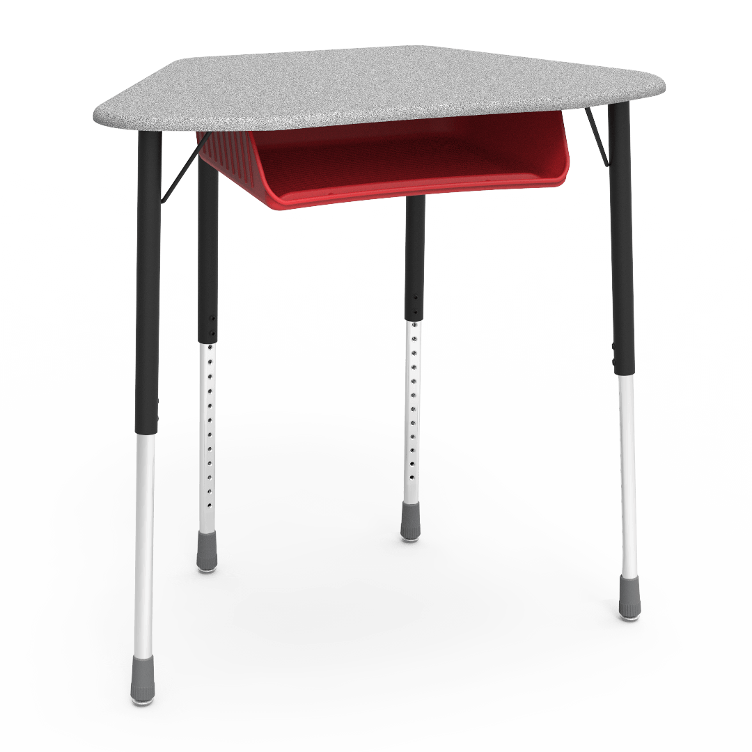 Virco ZUMA Series Hexagon Desk with Book Box 33"W x 21"D x 22"-34"H (DESK-ZHEXBOXM)