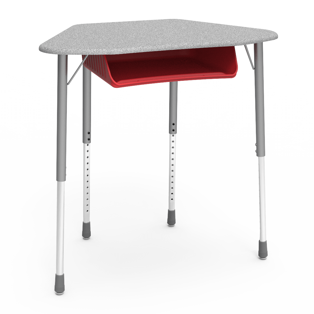 Virco ZUMA Series Hexagon Desk with Book Box 33"W x 21"D x 22"-34"H (DESK-ZHEXBOXM)