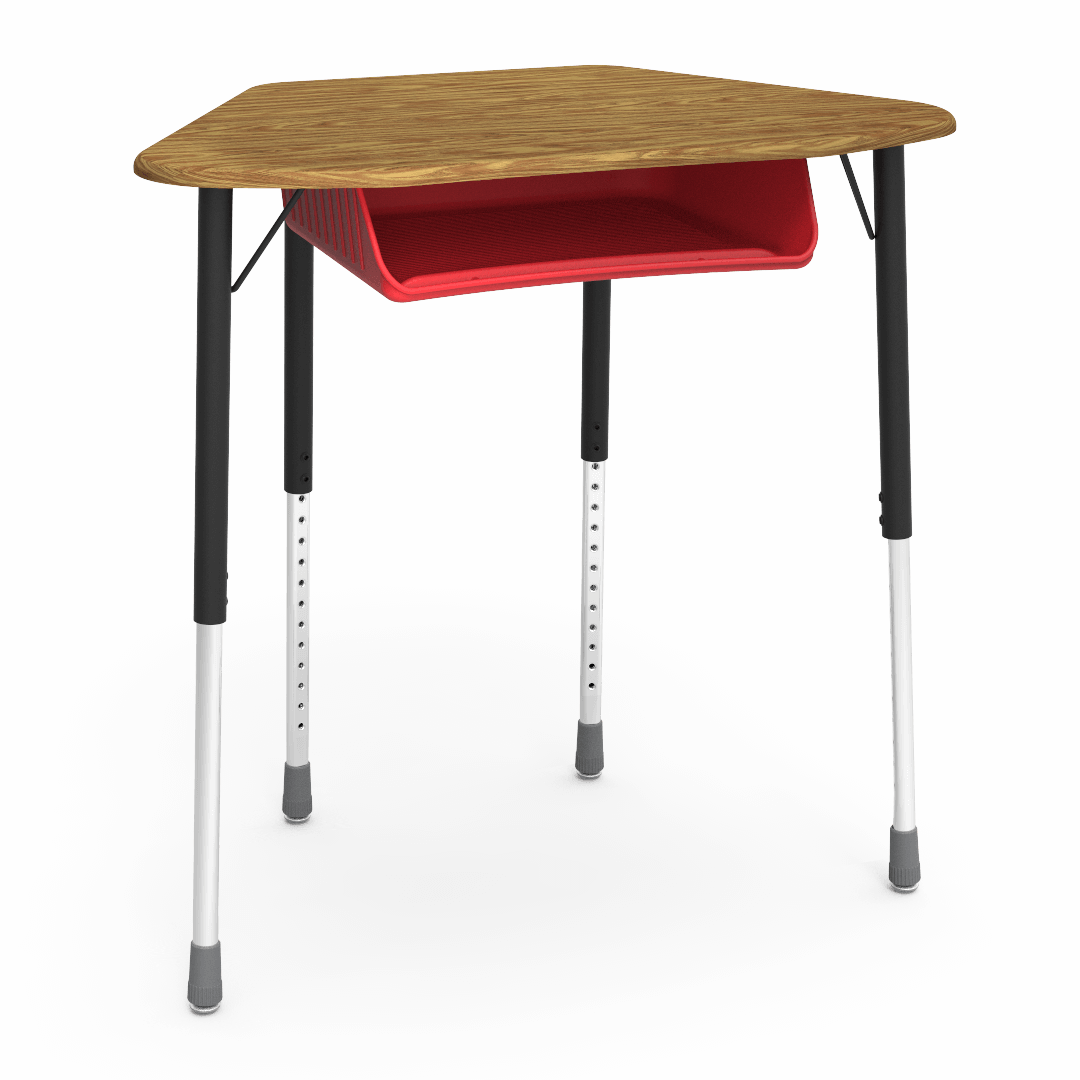 Virco ZUMA Series Hexagon Desk with Book Box 33"W x 21"D x 22"-34"H (DESK-ZHEXBOXM)