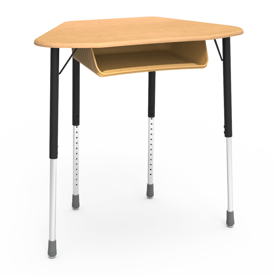 Virco ZUMA Series Hexagon Desk with Book Box 33"W x 21"D x 22"-34"H (DESK-ZHEXBOXM)