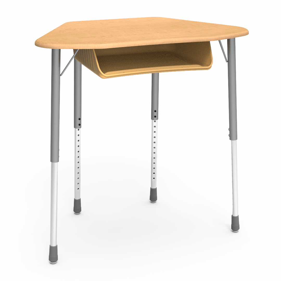 Virco ZUMA Series Hexagon Desk with Book Box 33"W x 21"D x 22"-34"H (DESK-ZHEXBOXM)