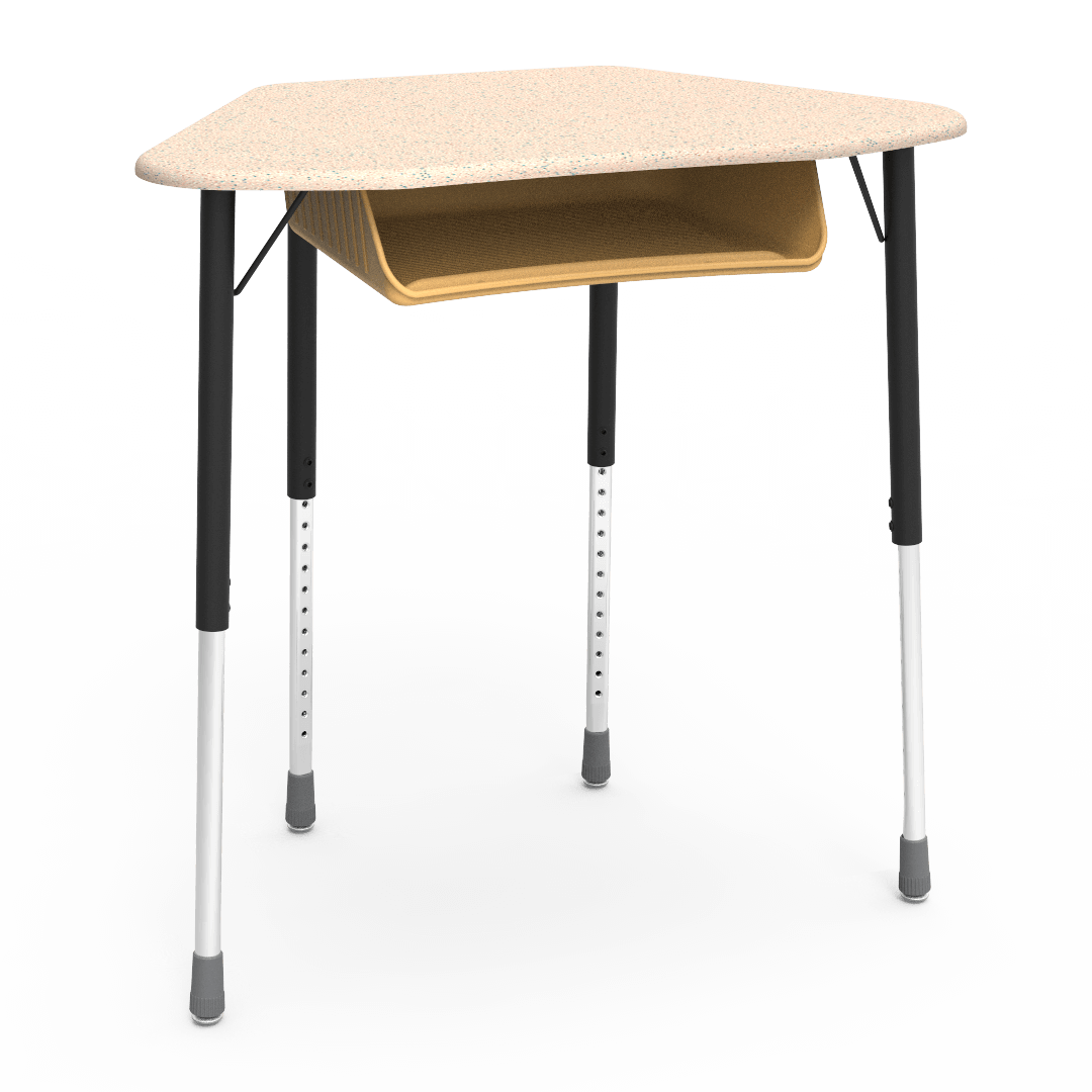 Virco ZUMA Series Hexagon Desk with Book Box 33"W x 21"D x 22"-34"H (DESK-ZHEXBOXM)
