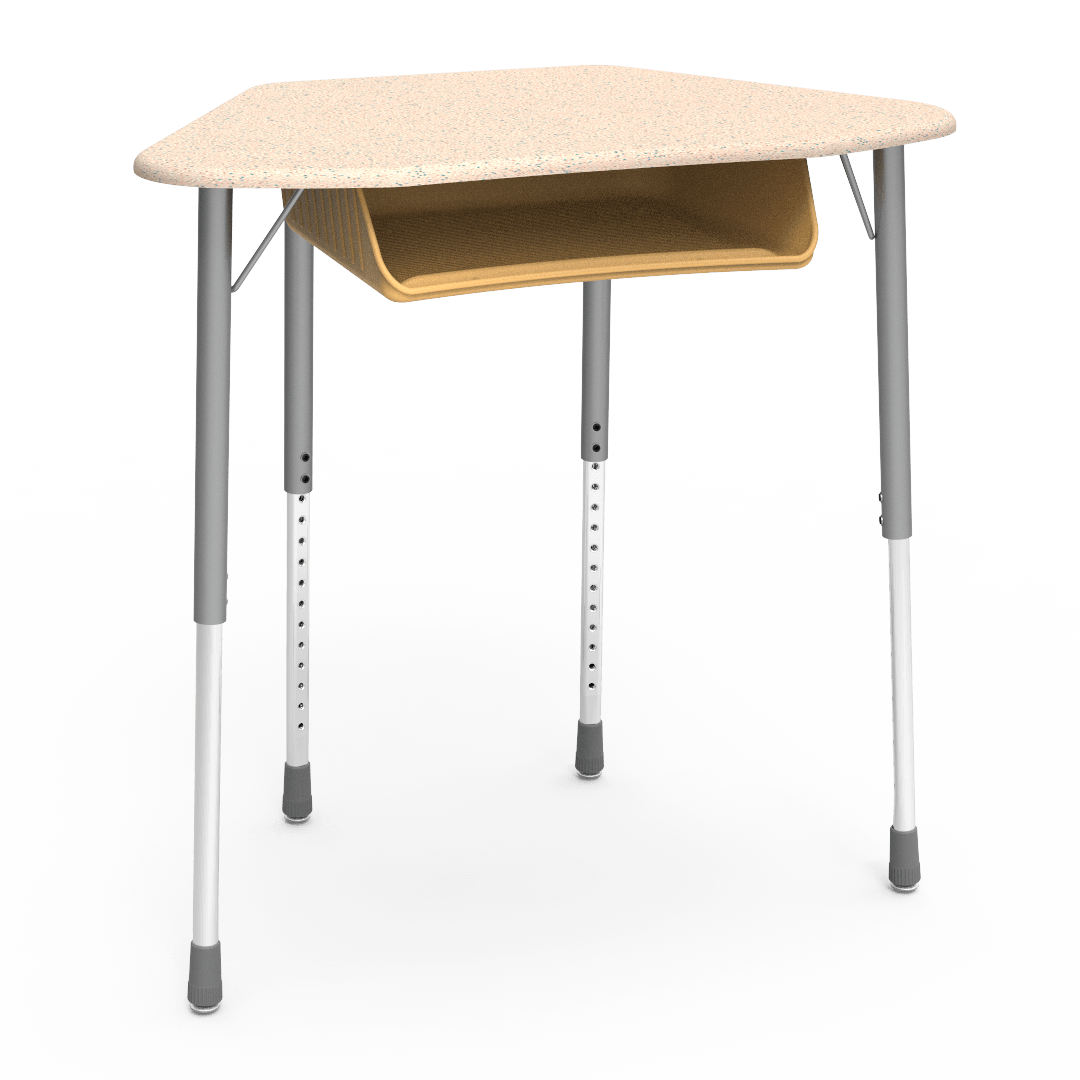 Virco ZUMA Series Hexagon Desk with Book Box 33"W x 21"D x 22"-34"H (DESK-ZHEXBOXM)