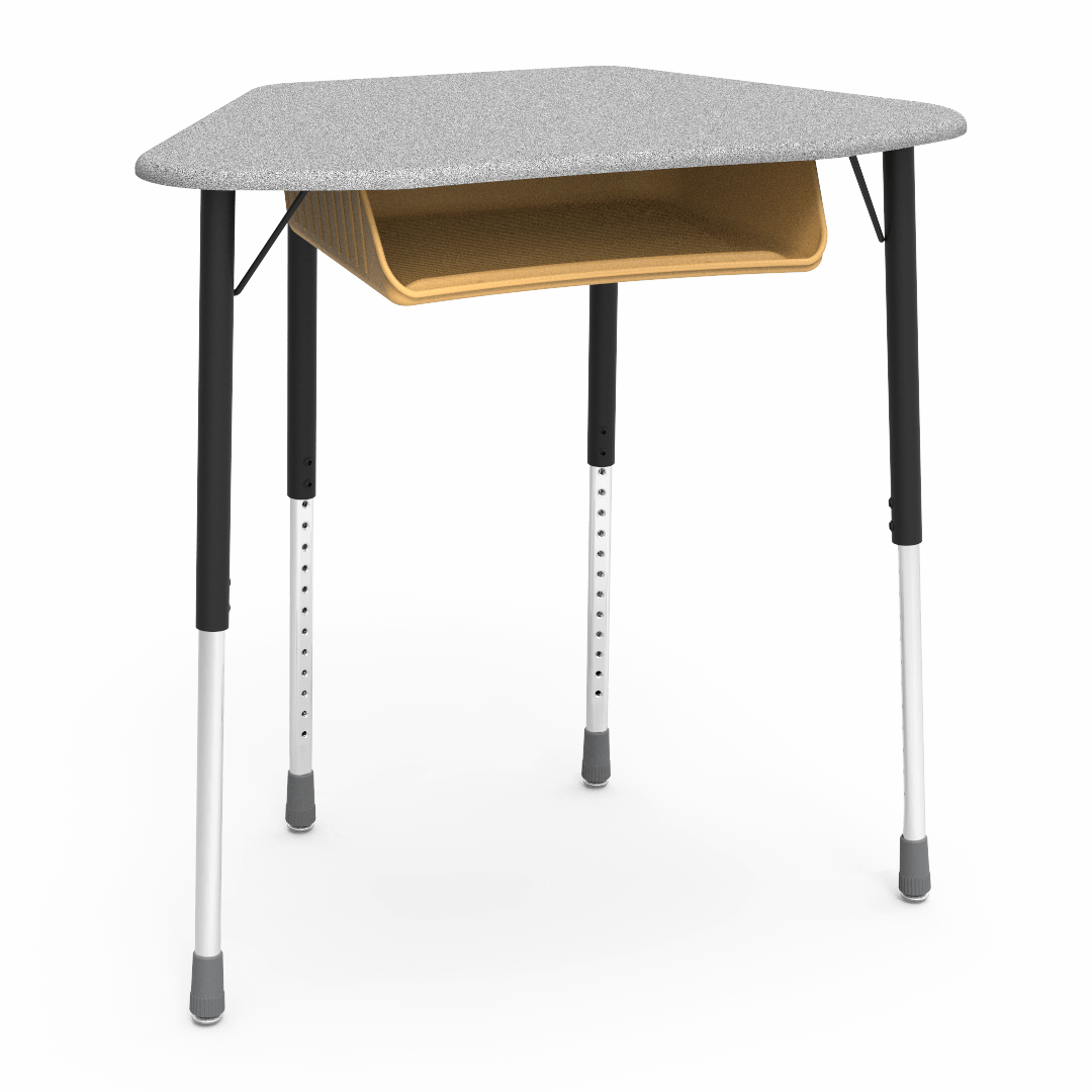 Virco ZUMA Series Hexagon Desk with Book Box 33"W x 21"D x 22"-34"H (DESK-ZHEXBOXM)