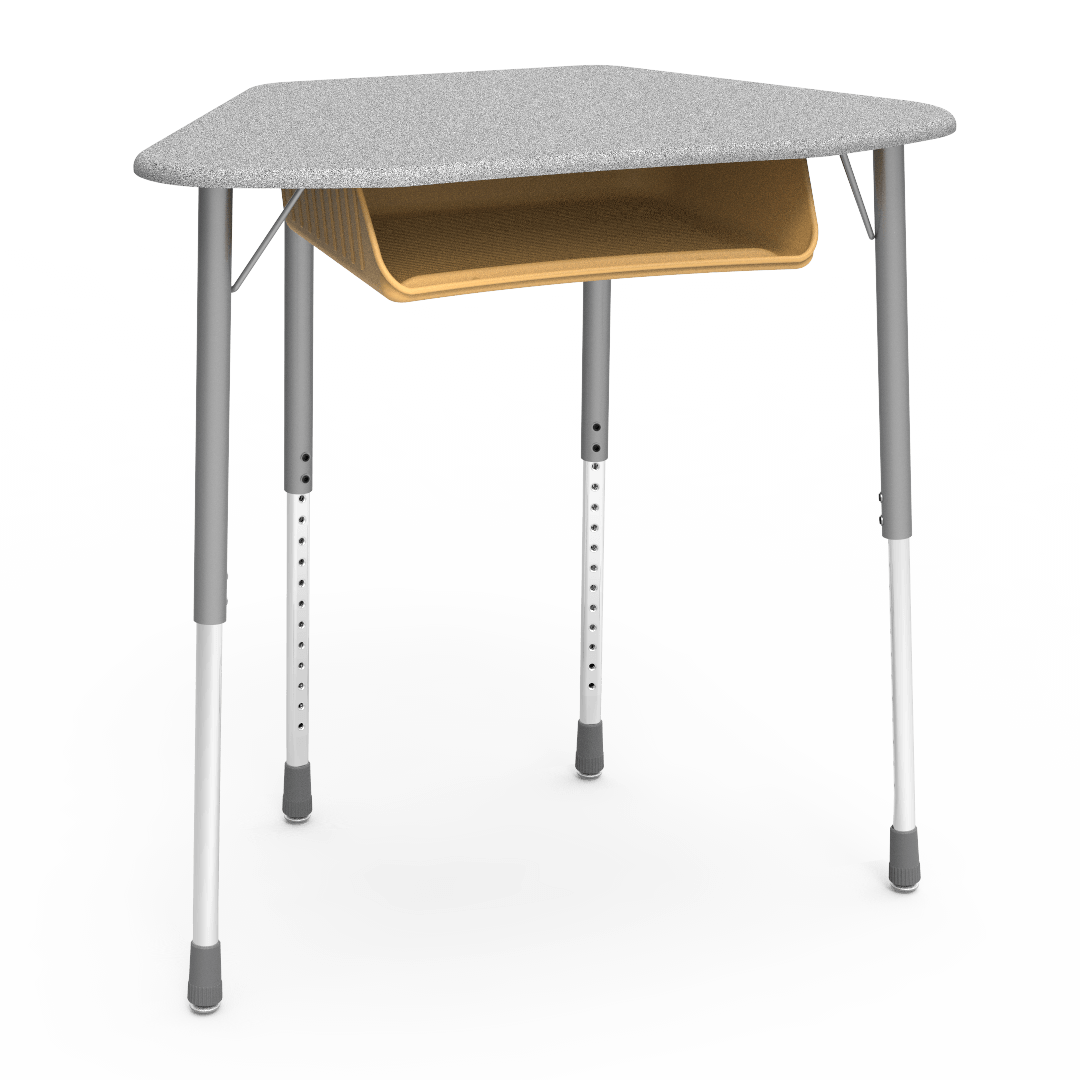 Virco ZUMA Series Hexagon Desk with Book Box 33"W x 21"D x 22"-34"H (DESK-ZHEXBOXM)
