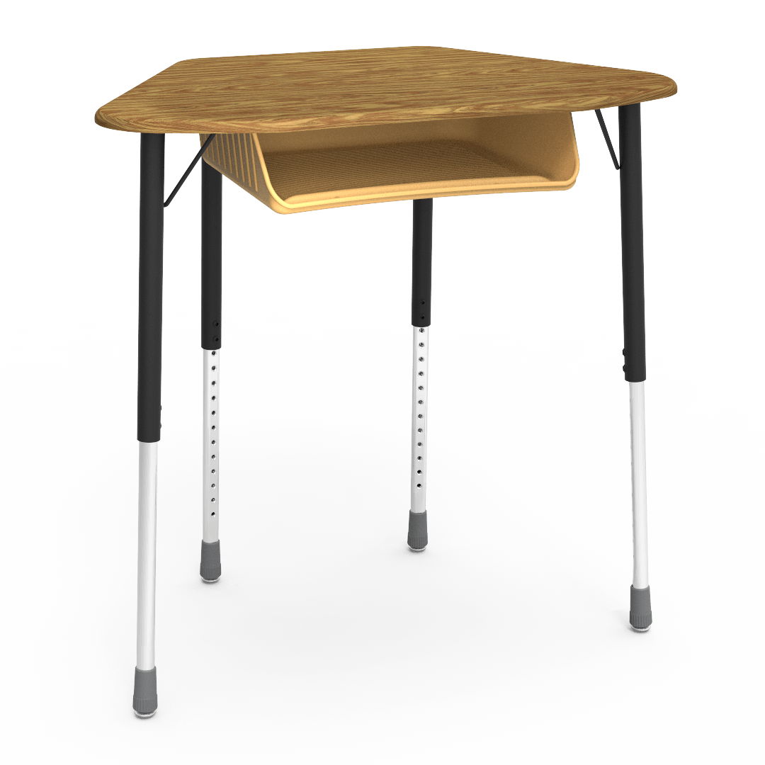 Virco ZUMA Series Hexagon Desk with Book Box 33"W x 21"D x 22"-34"H (DESK-ZHEXBOXM)