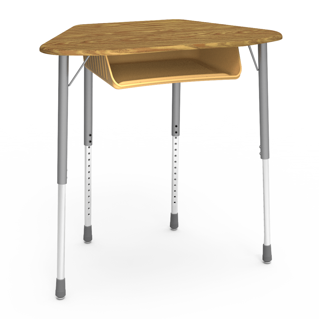 Virco ZUMA Series Hexagon Desk with Book Box 33"W x 21"D x 22"-34"H (DESK-ZHEXBOXM)
