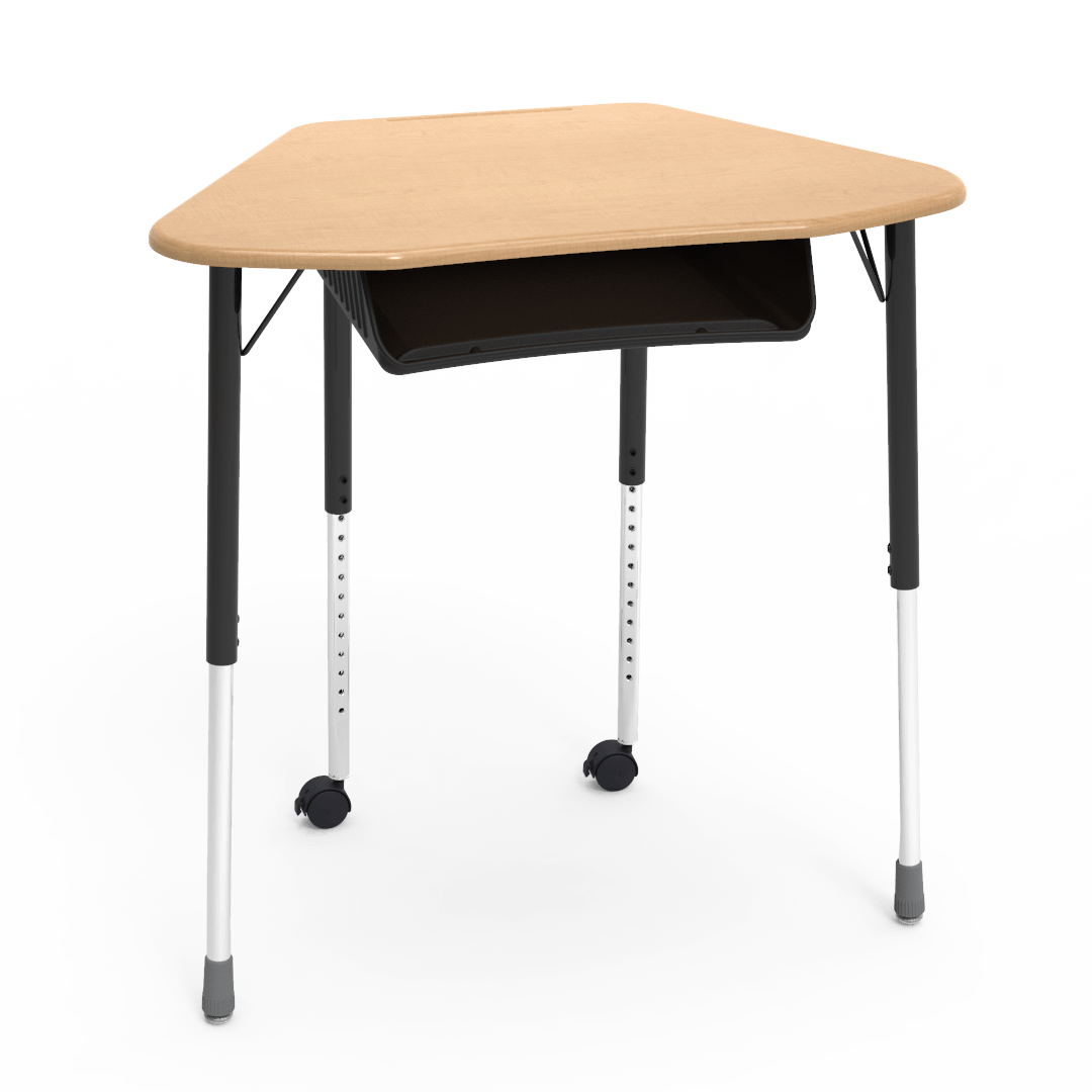 Virco ZUMA Series Hexagon Desk with Book Box Include Casters 33"W x 21"D x 22"-34"H (DESK-ZHEXBOXMC2)