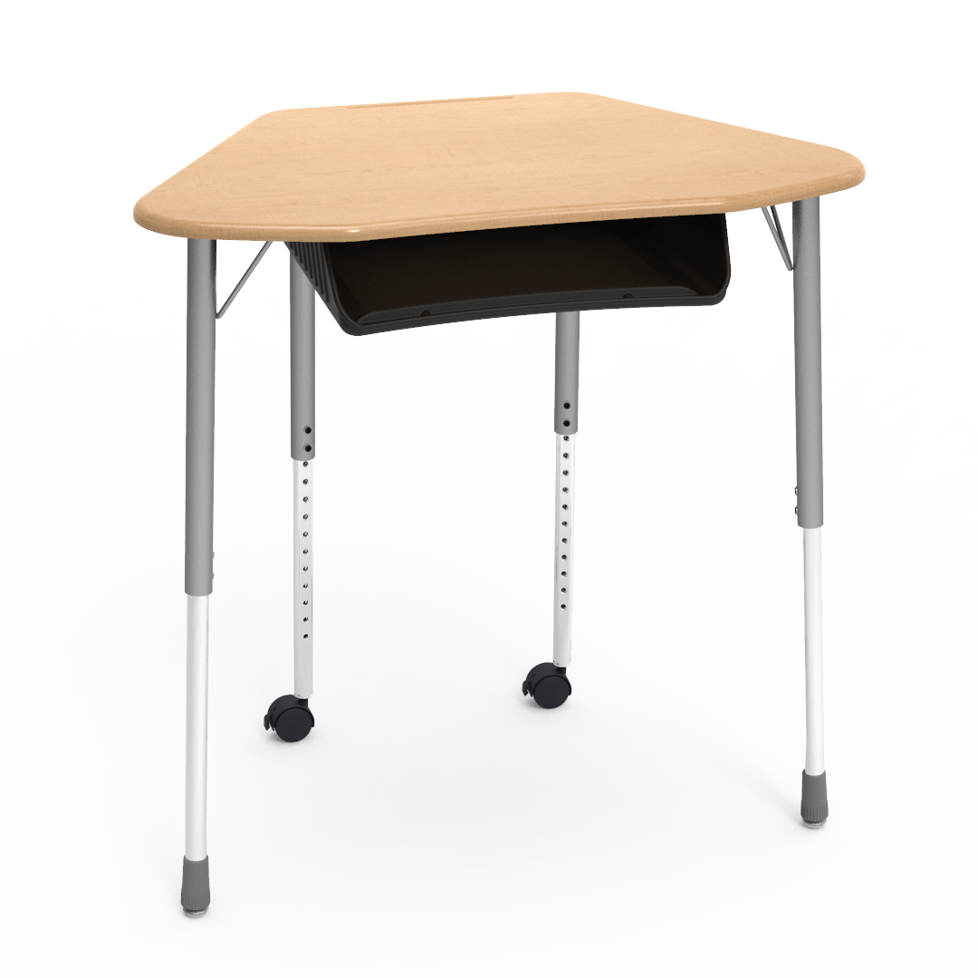 Virco ZUMA Series Hexagon Desk with Book Box Include Casters 33"W x 21"D x 22"-34"H (DESK-ZHEXBOXMC2)