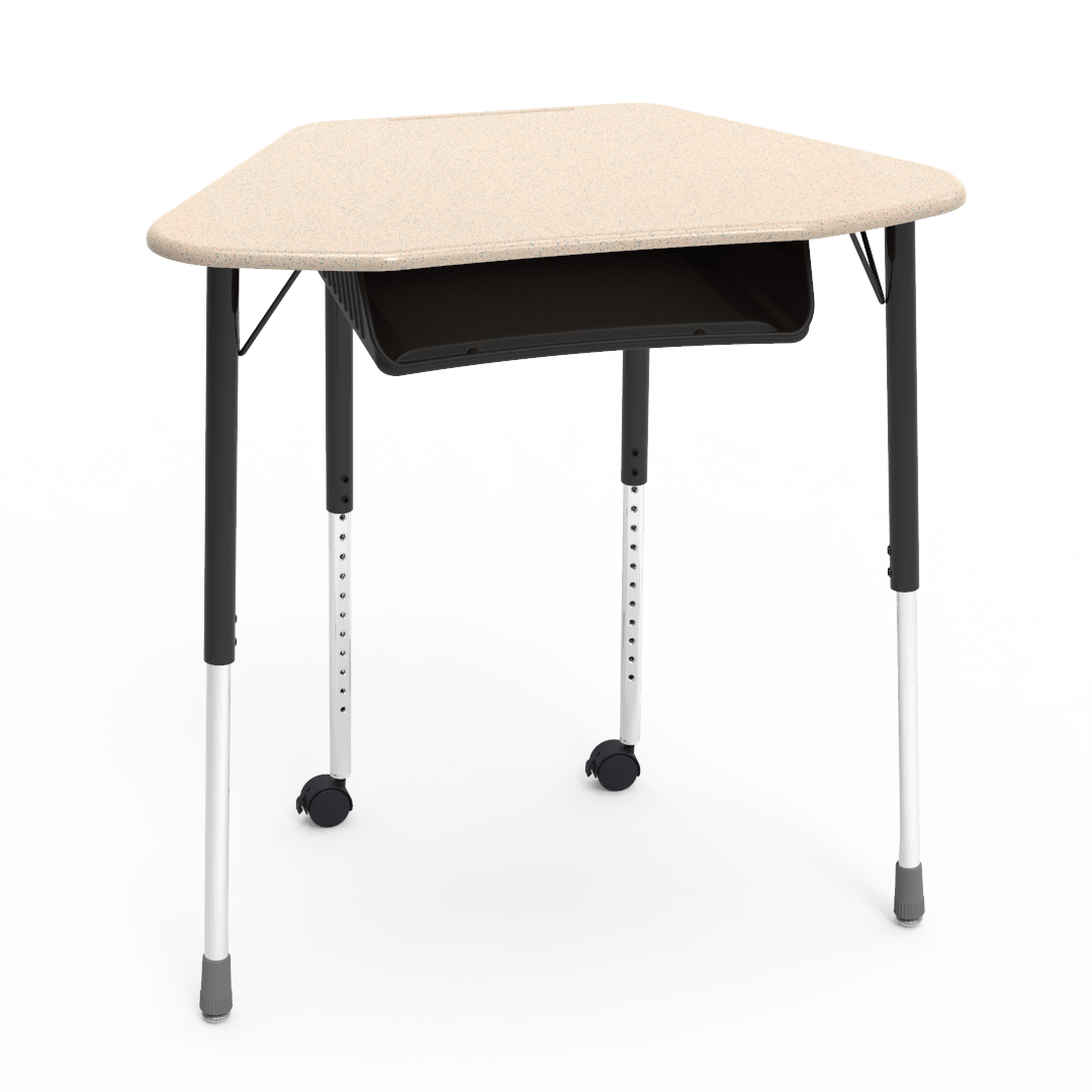 Virco ZUMA Series Hexagon Desk with Book Box Include Casters 33"W x 21"D x 22"-34"H (DESK-ZHEXBOXMC2)