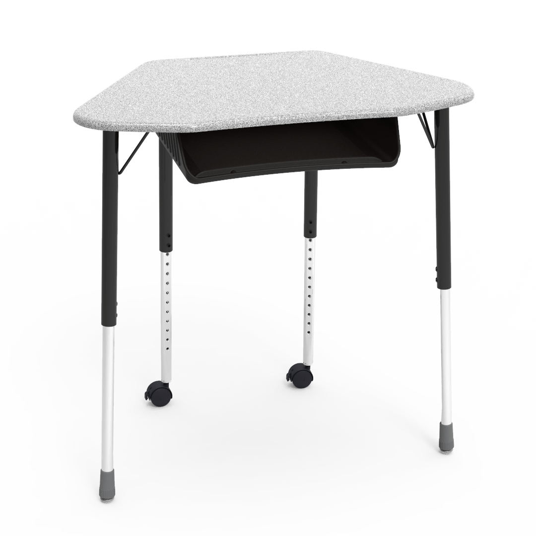Virco ZUMA Series Hexagon Desk with Book Box Include Casters 33"W x 21"D x 22"-34"H (DESK-ZHEXBOXMC2)