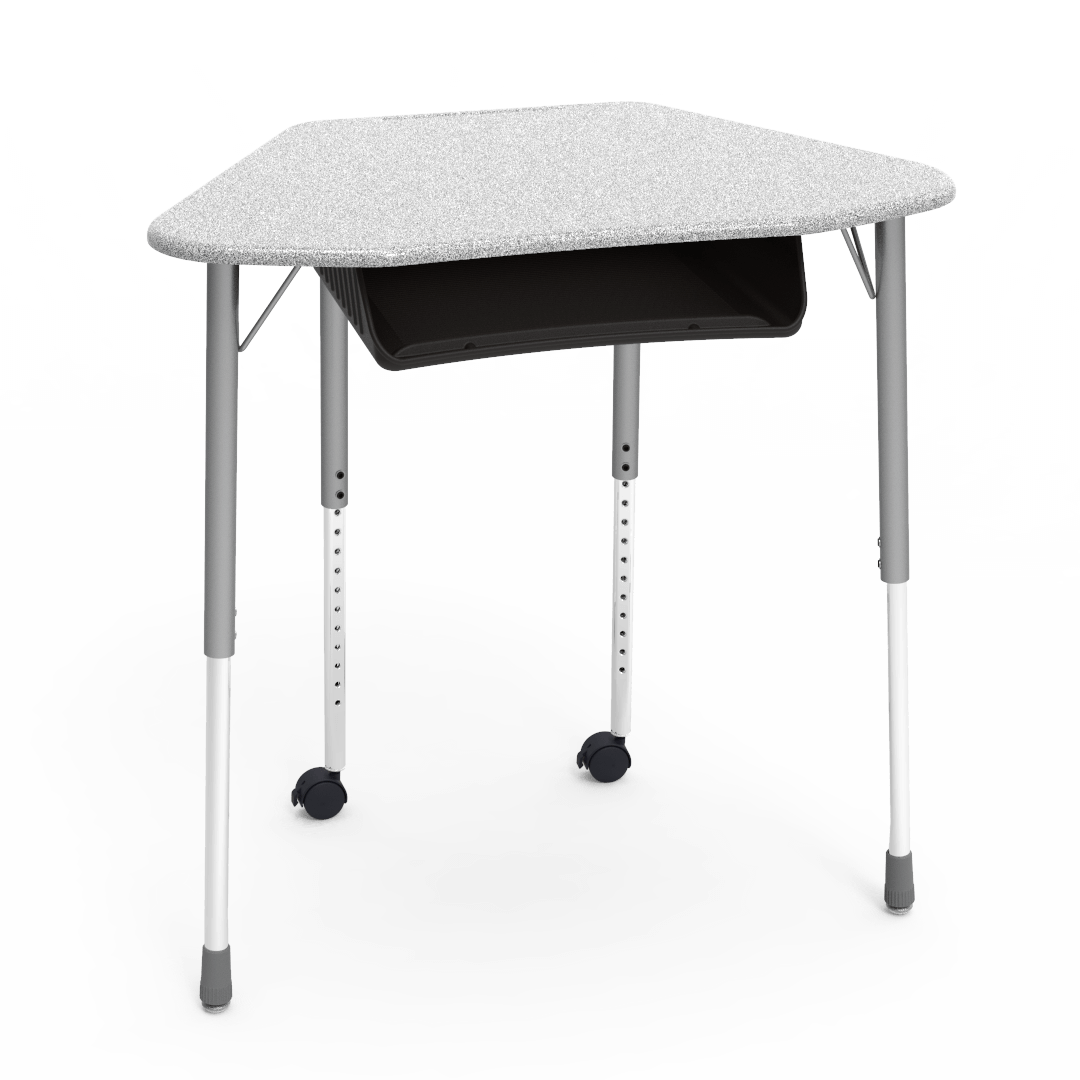 Virco ZUMA Series Hexagon Desk with Book Box Include Casters 33"W x 21"D x 22"-34"H (DESK-ZHEXBOXMC2)