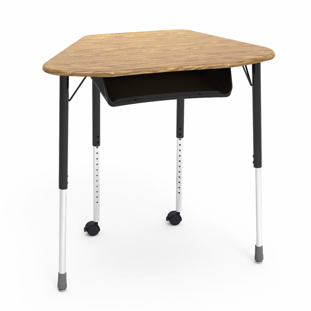 Virco ZUMA Series Hexagon Desk with Book Box Include Casters 33"W x 21"D x 22"-34"H (DESK-ZHEXBOXMC2)