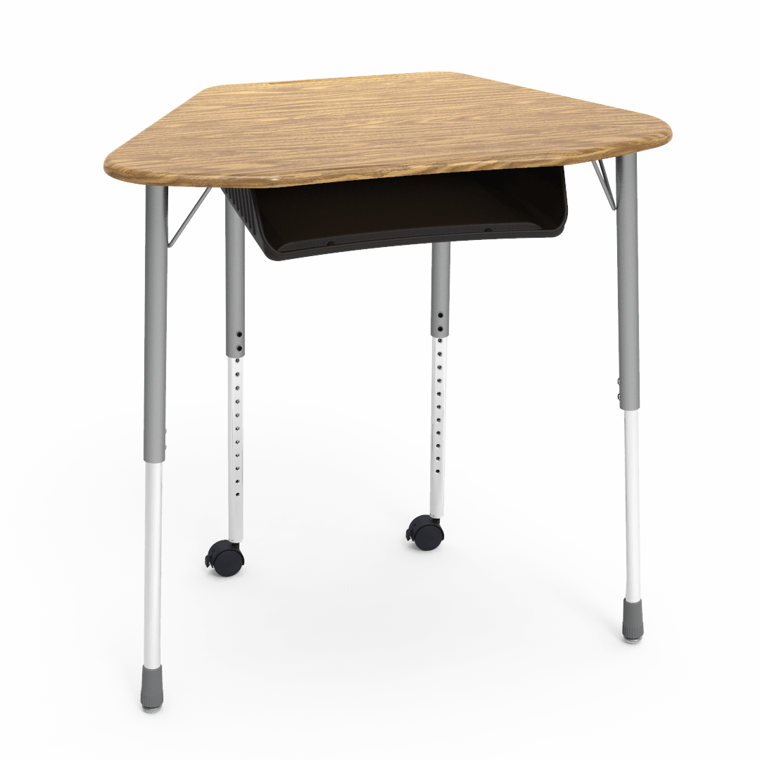 Virco ZUMA Series Hexagon Desk with Book Box Include Casters 33"W x 21"D x 22"-34"H (DESK-ZHEXBOXMC2)