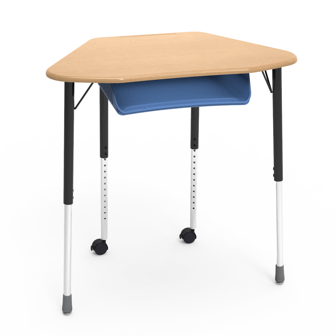 Virco ZUMA Series Hexagon Desk with Book Box Include Casters 33"W x 21"D x 22"-34"H (DESK-ZHEXBOXMC2)
