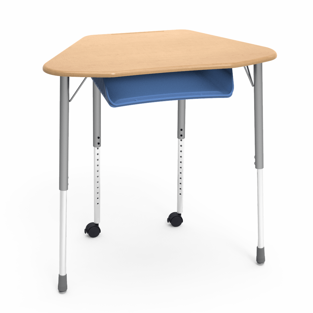 Virco ZUMA Series Hexagon Desk with Book Box Include Casters 33"W x 21"D x 22"-34"H (DESK-ZHEXBOXMC2)