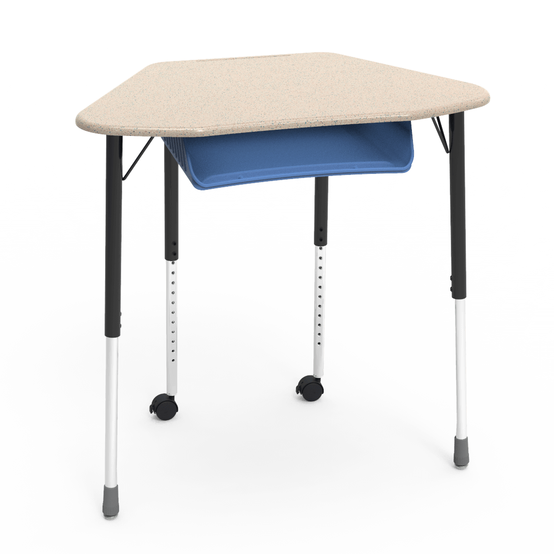 Virco ZUMA Series Hexagon Desk with Book Box Include Casters 33"W x 21"D x 22"-34"H (DESK-ZHEXBOXMC2)