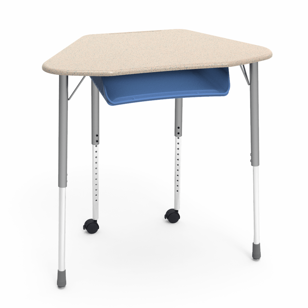 Virco ZUMA Series Hexagon Desk with Book Box Include Casters 33"W x 21"D x 22"-34"H (DESK-ZHEXBOXMC2)