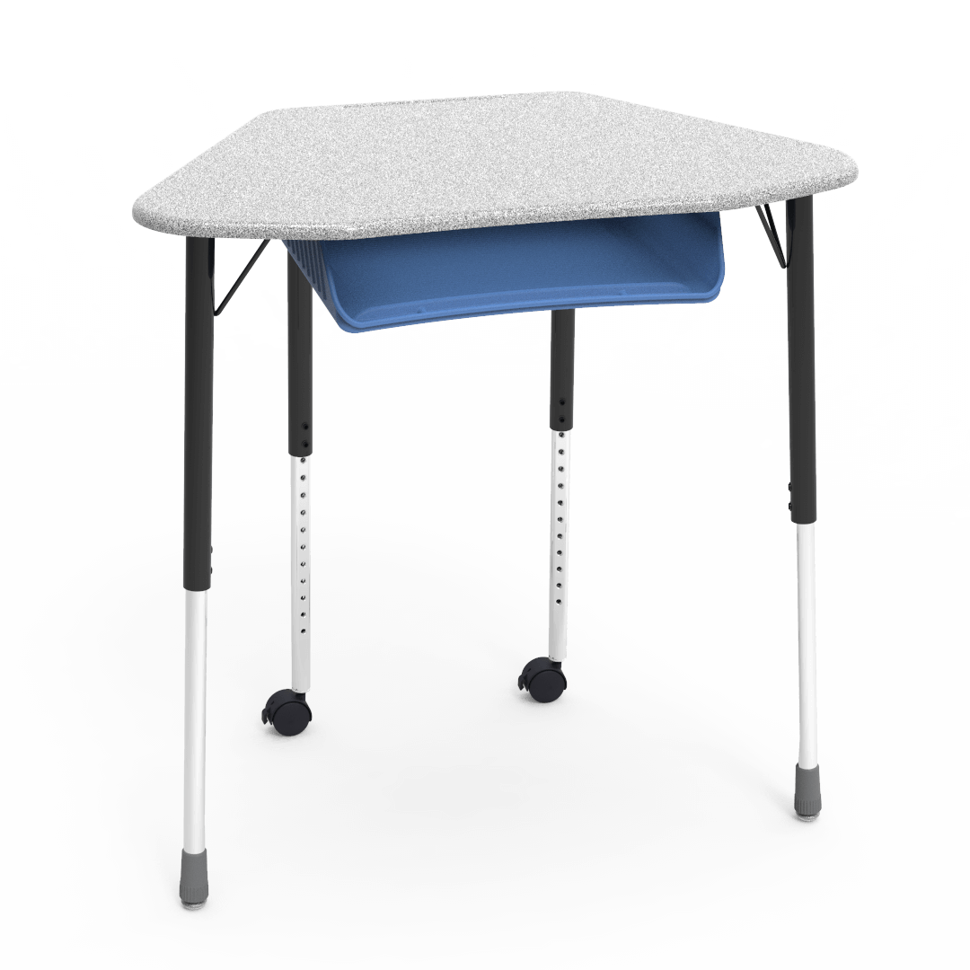 Virco ZUMA Series Hexagon Desk with Book Box Include Casters 33"W x 21"D x 22"-34"H (DESK-ZHEXBOXMC2)