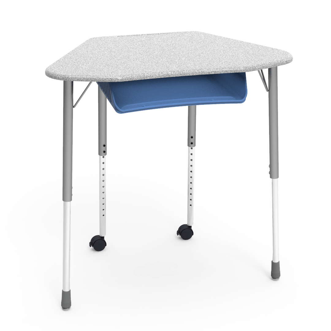 Virco ZUMA Series Hexagon Desk with Book Box Include Casters 33"W x 21"D x 22"-34"H (DESK-ZHEXBOXMC2)