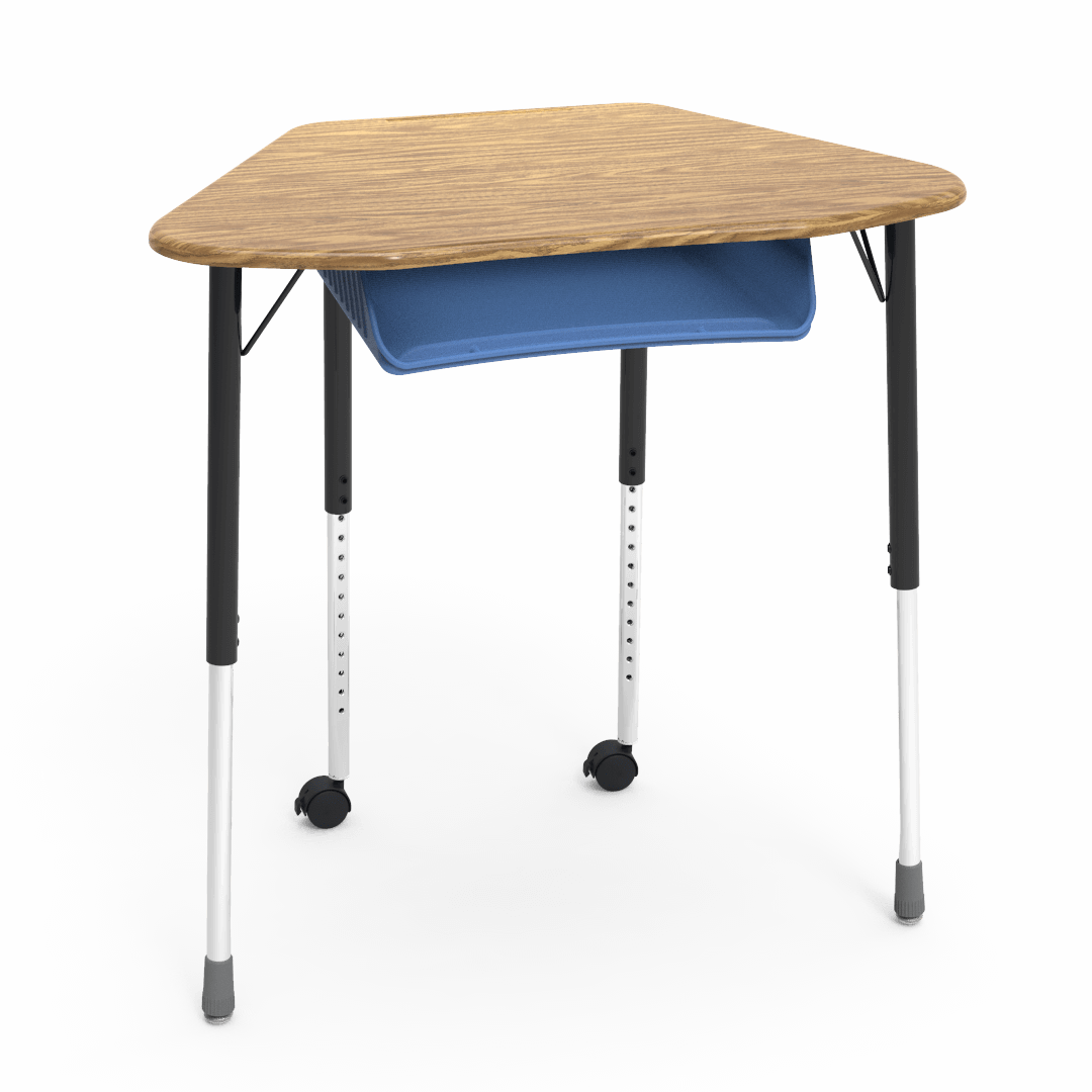 Virco ZUMA Series Hexagon Desk with Book Box Include Casters 33"W x 21"D x 22"-34"H (DESK-ZHEXBOXMC2)