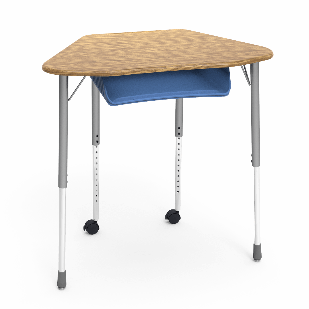 Virco ZUMA Series Hexagon Desk with Book Box Include Casters 33"W x 21"D x 22"-34"H (DESK-ZHEXBOXMC2)