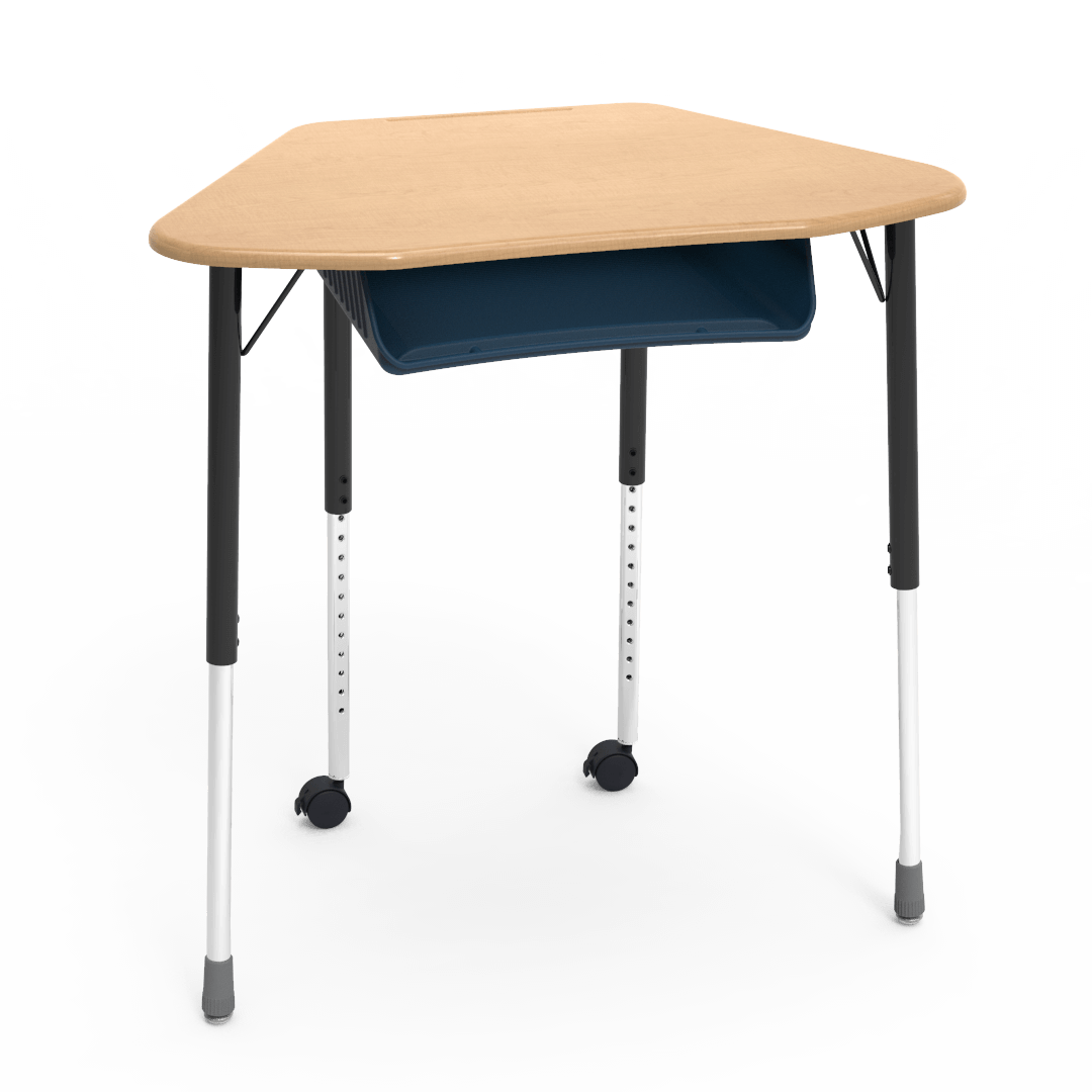 Virco ZUMA Series Hexagon Desk with Book Box Include Casters 33"W x 21"D x 22"-34"H (DESK-ZHEXBOXMC2)