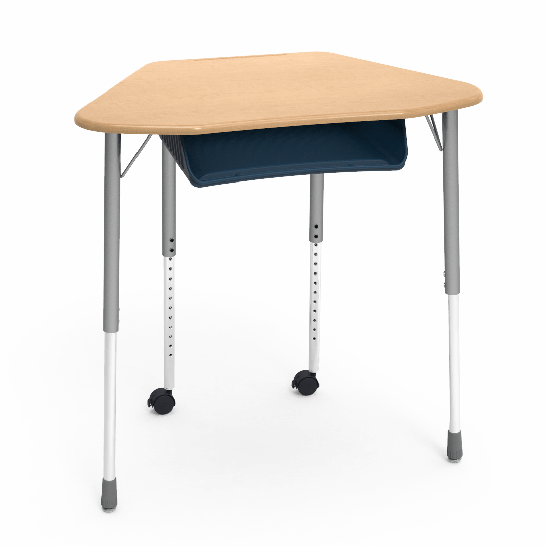 Virco ZUMA Series Hexagon Desk with Book Box Include Casters 33"W x 21"D x 22"-34"H (DESK-ZHEXBOXMC2)