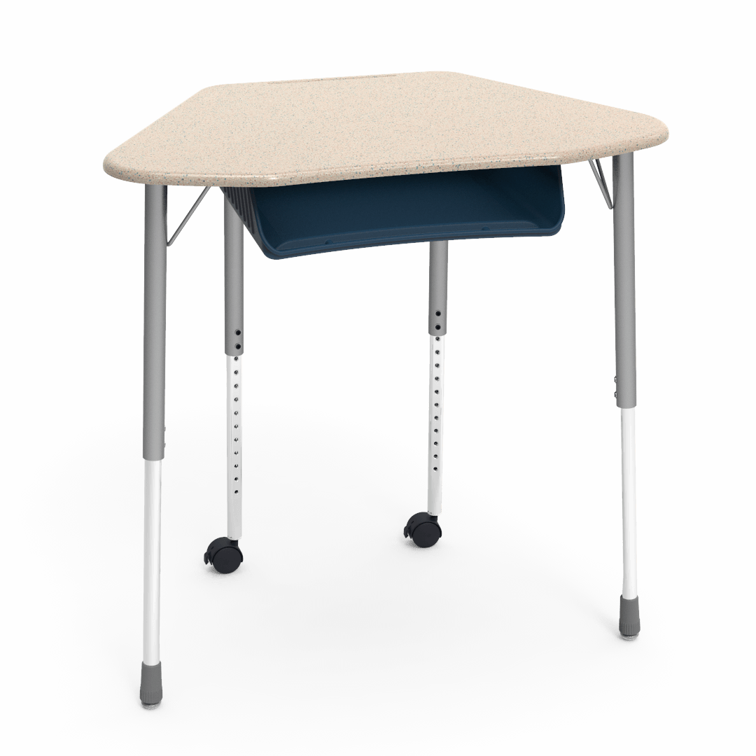Virco ZUMA Series Hexagon Desk with Book Box Include Casters 33"W x 21"D x 22"-34"H (DESK-ZHEXBOXMC2)