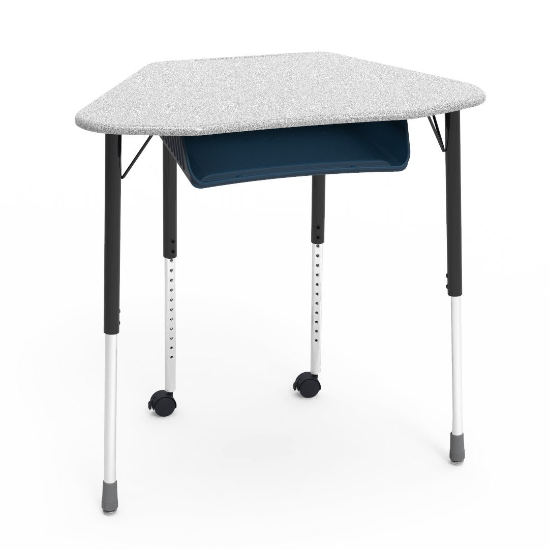Virco ZUMA Series Hexagon Desk with Book Box Include Casters 33"W x 21"D x 22"-34"H (DESK-ZHEXBOXMC2)