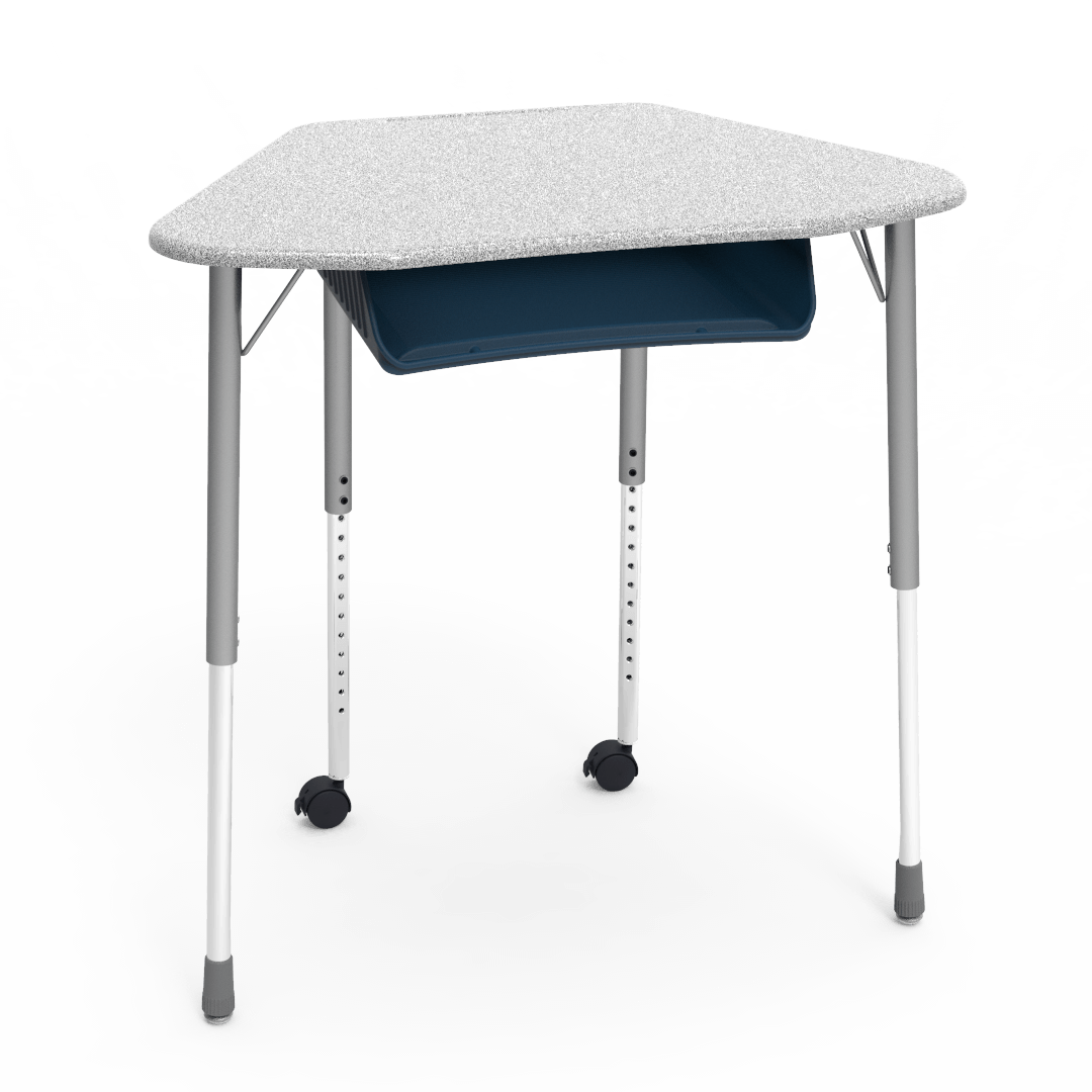 Virco ZUMA Series Hexagon Desk with Book Box Include Casters 33"W x 21"D x 22"-34"H (DESK-ZHEXBOXMC2)