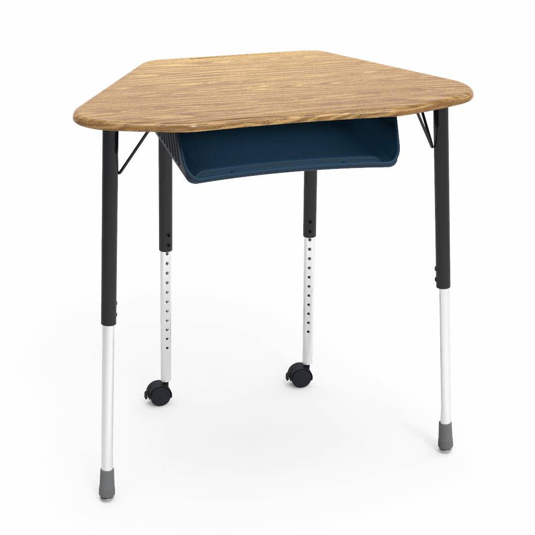 Virco ZUMA Series Hexagon Desk with Book Box Include Casters 33"W x 21"D x 22"-34"H (DESK-ZHEXBOXMC2)