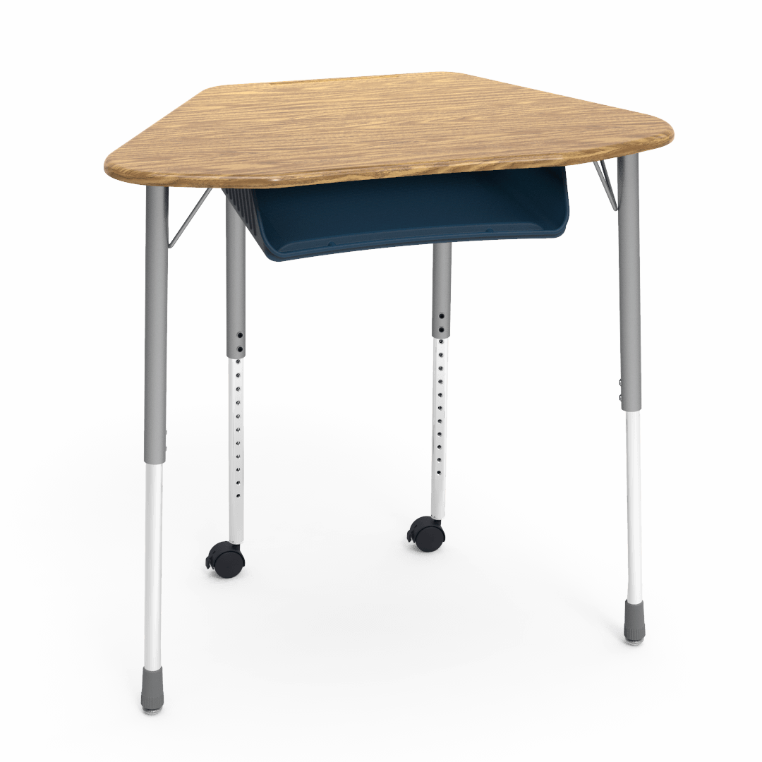Virco ZUMA Series Hexagon Desk with Book Box Include Casters 33"W x 21"D x 22"-34"H (DESK-ZHEXBOXMC2)