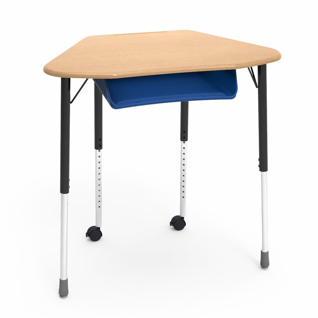 Virco ZUMA Series Hexagon Desk with Book Box Include Casters 33"W x 21"D x 22"-34"H (DESK-ZHEXBOXMC2)