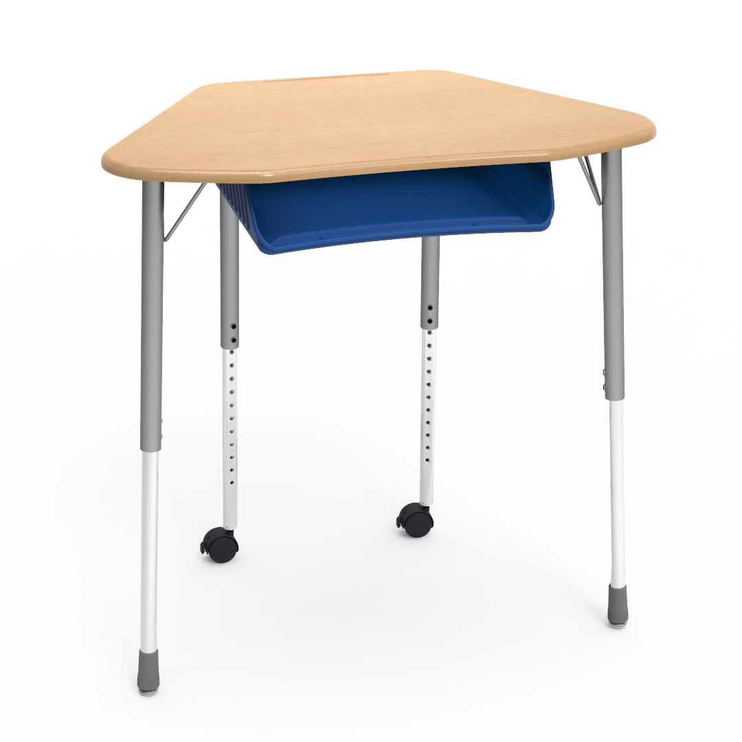 Virco ZUMA Series Hexagon Desk with Book Box Include Casters 33"W x 21"D x 22"-34"H (DESK-ZHEXBOXMC2)