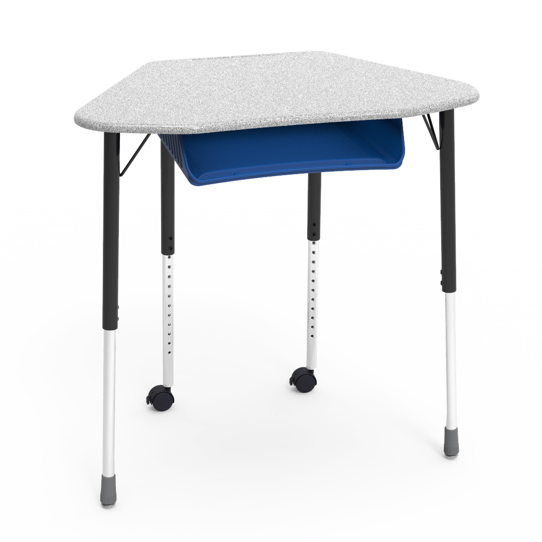 Virco ZUMA Series Hexagon Desk with Book Box Include Casters 33"W x 21"D x 22"-34"H (DESK-ZHEXBOXMC2)