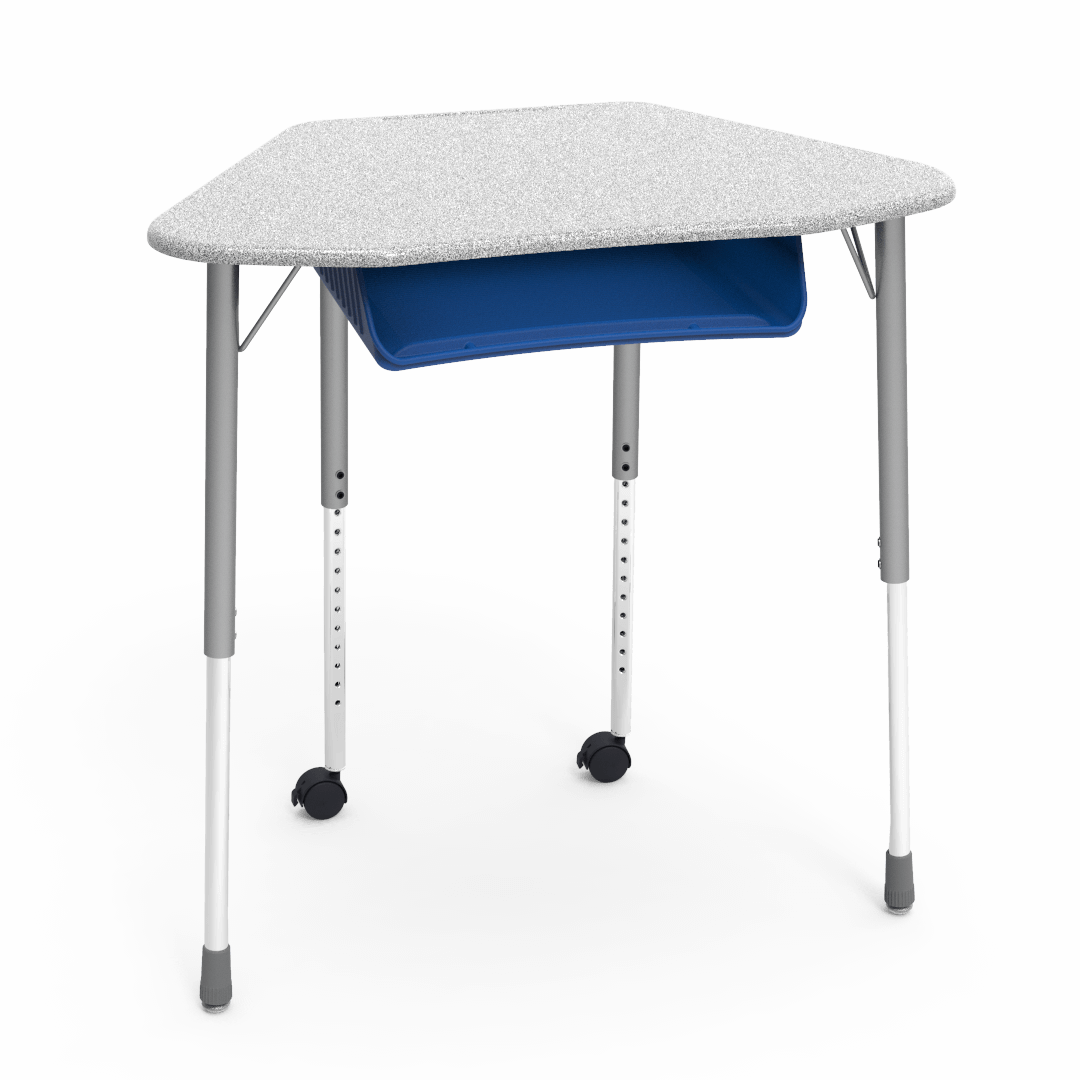 Virco ZUMA Series Hexagon Desk with Book Box Include Casters 33"W x 21"D x 22"-34"H (DESK-ZHEXBOXMC2)