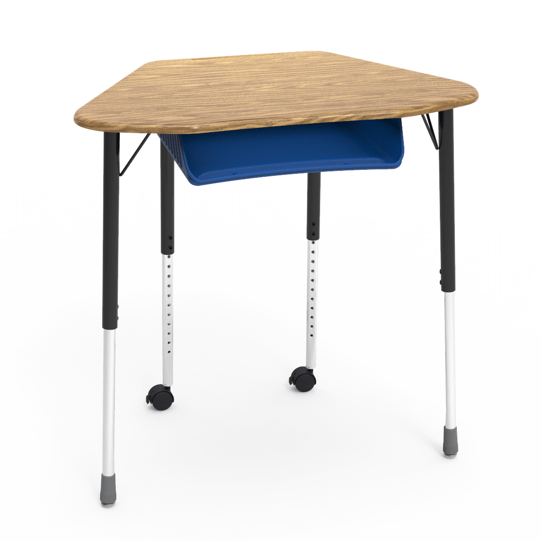 Virco ZUMA Series Hexagon Desk with Book Box Include Casters 33"W x 21"D x 22"-34"H (DESK-ZHEXBOXMC2)