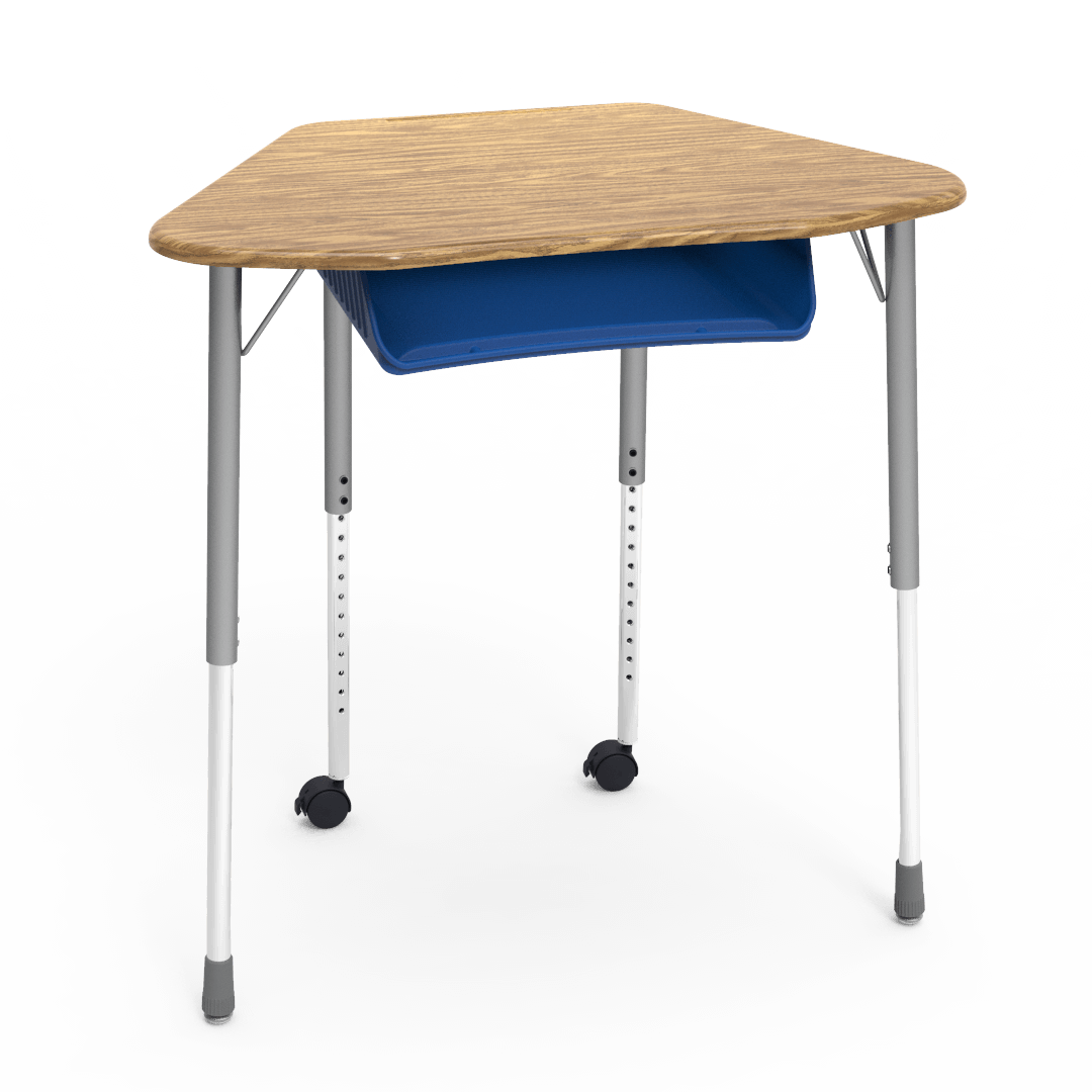 Virco ZUMA Series Hexagon Desk with Book Box Include Casters 33"W x 21"D x 22"-34"H (DESK-ZHEXBOXMC2)