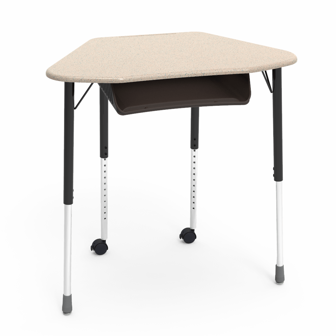 Virco ZUMA Series Hexagon Desk with Book Box Include Casters 33"W x 21"D x 22"-34"H (DESK-ZHEXBOXMC2)