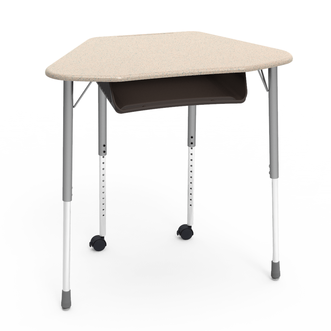 Virco ZUMA Series Hexagon Desk with Book Box Include Casters 33"W x 21"D x 22"-34"H (DESK-ZHEXBOXMC2)
