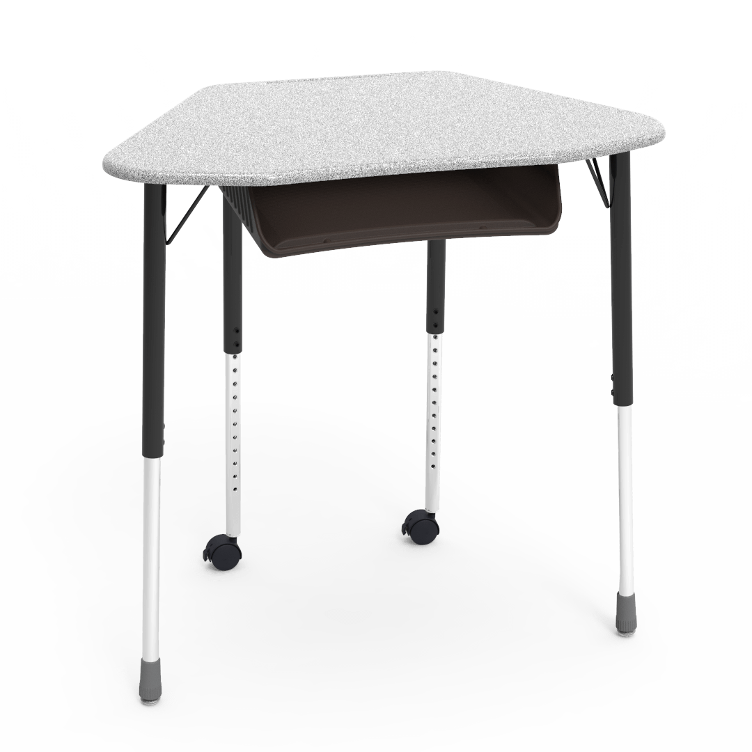 Virco ZUMA Series Hexagon Desk with Book Box Include Casters 33"W x 21"D x 22"-34"H (DESK-ZHEXBOXMC2)
