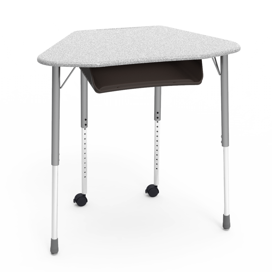 Virco ZUMA Series Hexagon Desk with Book Box Include Casters 33"W x 21"D x 22"-34"H (DESK-ZHEXBOXMC2)