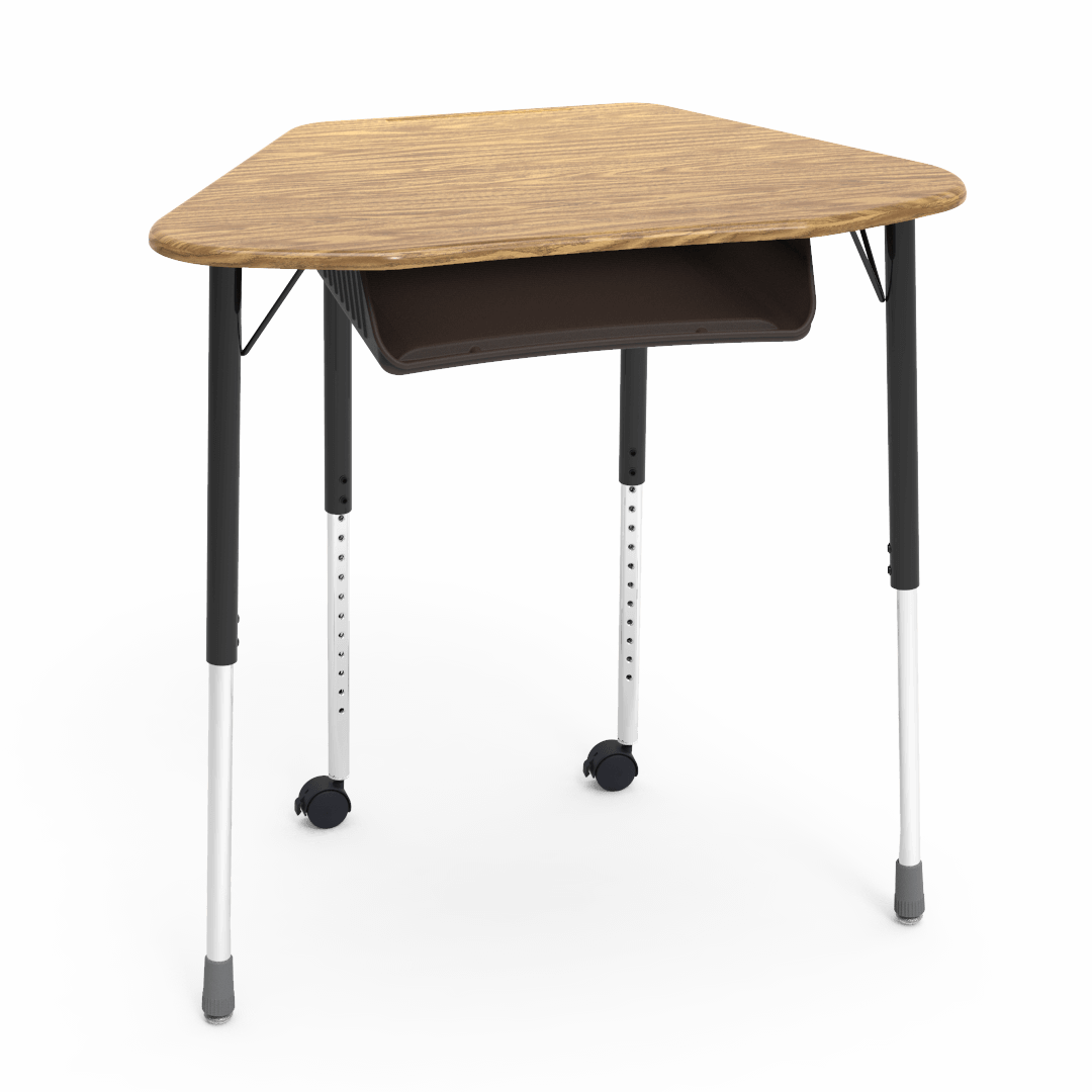 Virco ZUMA Series Hexagon Desk with Book Box Include Casters 33"W x 21"D x 22"-34"H (DESK-ZHEXBOXMC2)