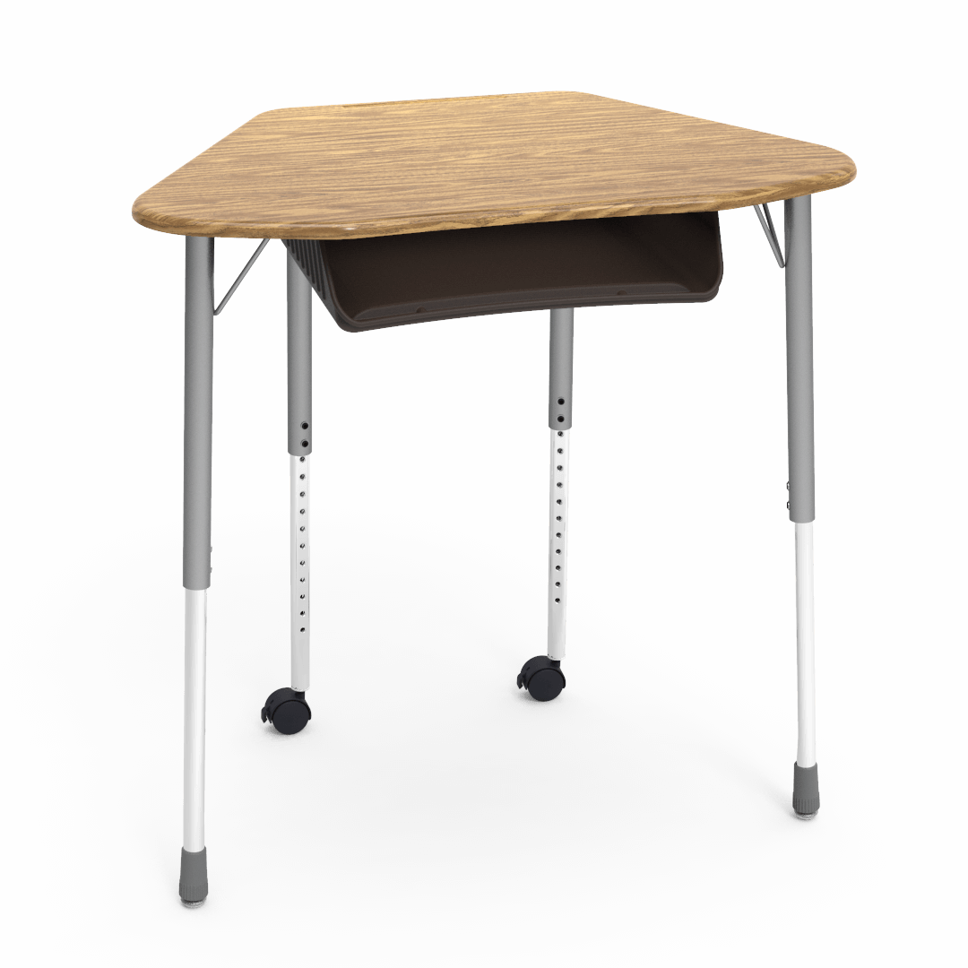 Virco ZUMA Series Hexagon Desk with Book Box Include Casters 33"W x 21"D x 22"-34"H (DESK-ZHEXBOXMC2)