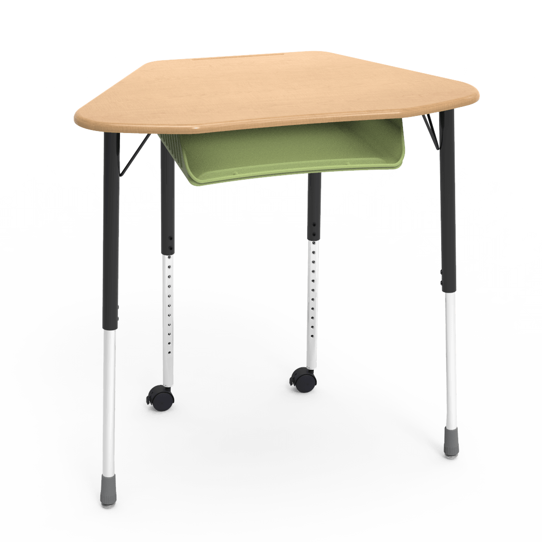 Virco ZUMA Series Hexagon Desk with Book Box Include Casters 33"W x 21"D x 22"-34"H (DESK-ZHEXBOXMC2)