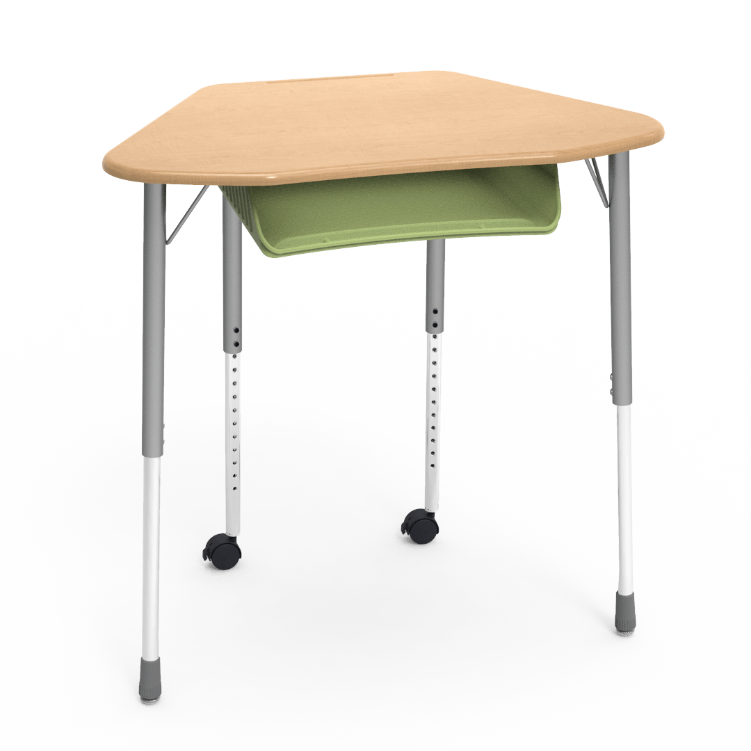 Virco ZUMA Series Hexagon Desk with Book Box Include Casters 33"W x 21"D x 22"-34"H (DESK-ZHEXBOXMC2)