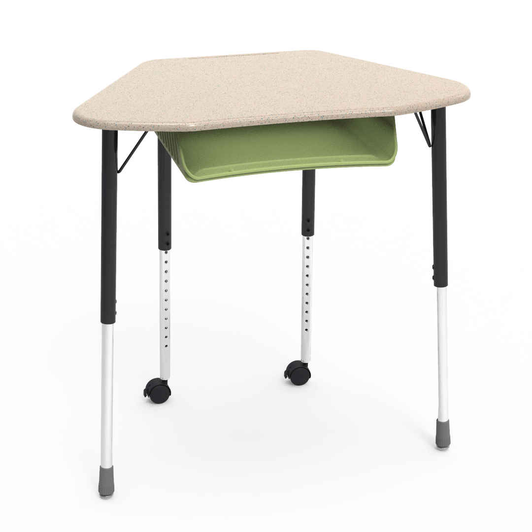 Virco ZUMA Series Hexagon Desk with Book Box Include Casters 33"W x 21"D x 22"-34"H (DESK-ZHEXBOXMC2)
