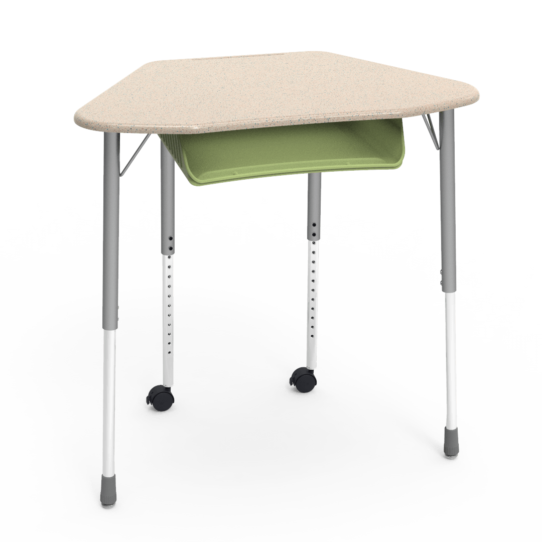 Virco ZUMA Series Hexagon Desk with Book Box Include Casters 33"W x 21"D x 22"-34"H (DESK-ZHEXBOXMC2)